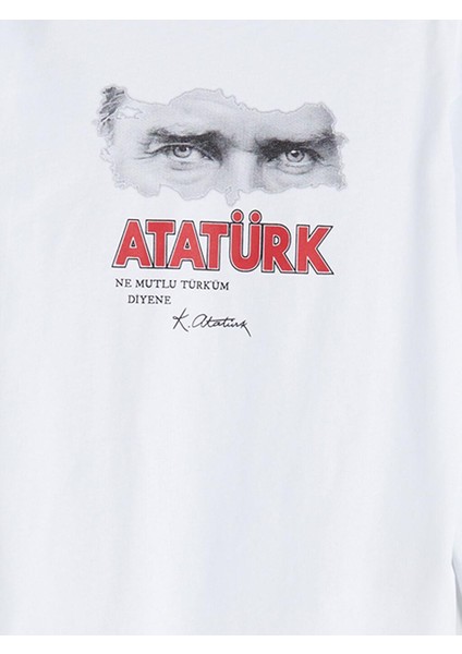 Bisiklet Yaka Atatürk Baskılı Erkek Çocuk Tişört (W5) fiyatları
