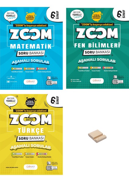 6. Sınıf Zoom Matematik Fen Bilimleri ve Türkçe Soru Bankası 3lü Set + Telefon Standı