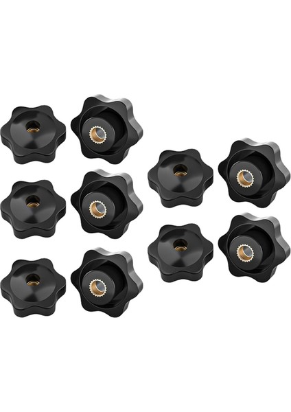10 Paket Erik-Çiçekli El Kauçuk Başlık Somunları Siyah Başparmak Fındık Yıldız Mekanik Başparmak Fındık M6 (Yurt Dışından)