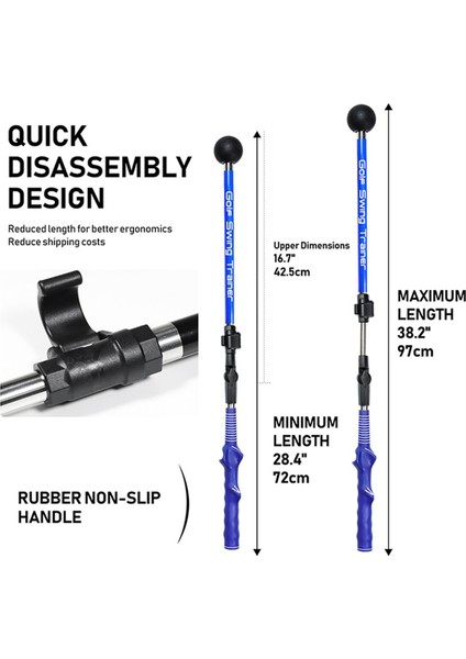 Golf Eğitim Yardımı Çok Ayarlanabilir Golf Salıncak Eğitim Yardım Çubuğu Önkol Rotasyon Salıncak Duruş Düzeltici Mavi (Yurt Dışından) fiyatları