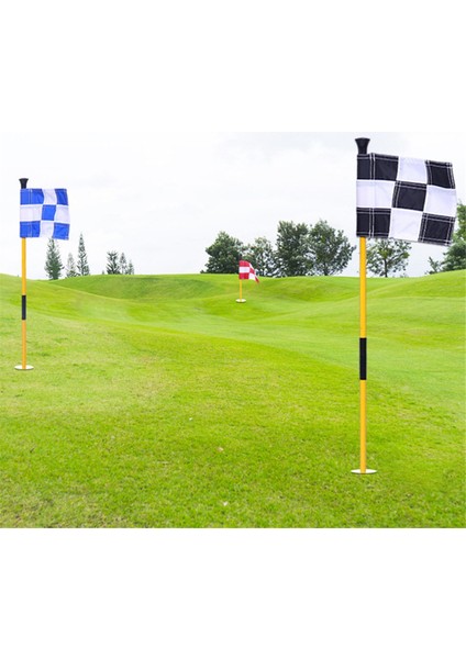 Siyah ve Sarı Golf Yeşil Bayrak, Renkli Iki Kalıcı Damalı Yeşil Hedef Delik Kupa Bayrak Pilesi, Golf Malzemeleri (Yurt Dışından) fırsatları