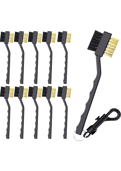 15PCS Golf Club Fırçası ve Kulüp Groove Temizleyici, Çift Taraflı Temizlik Groove Clips Siyah (Yurt Dışından)