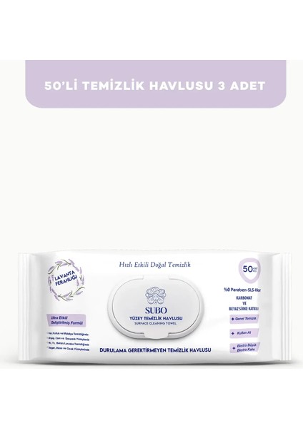 Yüzey Temizlik Havlusu 50 'li Lavanta 3X50