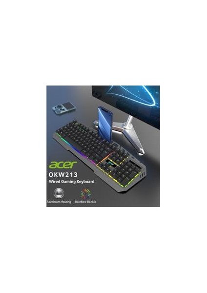 OKW213 Gri Rgb Rainbow Backlit Gaming Keyboard Rainbow (Kablo Uzunluğu 1,5mt) modelleri