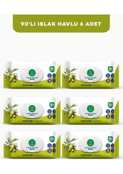 Islak Havlu 90 'li Zeytinyağlı 6X90