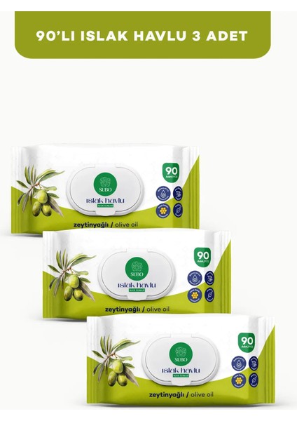 Islak Havlu 90 'li Zeytinyağlı 3X90