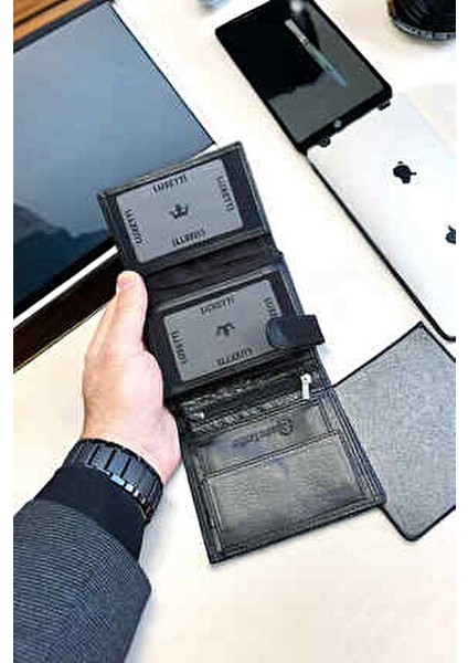 Deri Klasik Siyah Cüzdan Şık Tasarım ve Kartlık Bölmeli 12cm x 9cm Erkekler İçin fiyatları