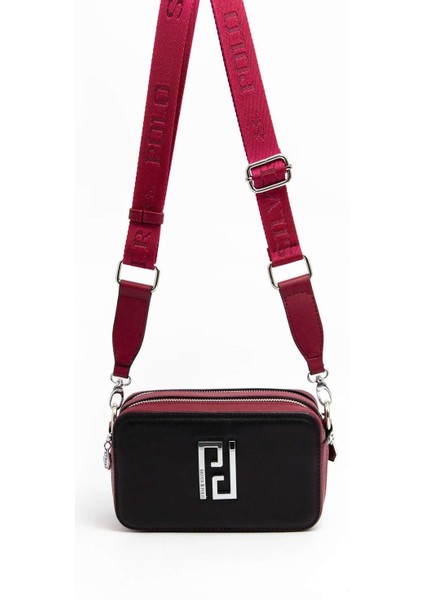 Siyah - Bordo SP1078 Kadın Çapraz Çanta