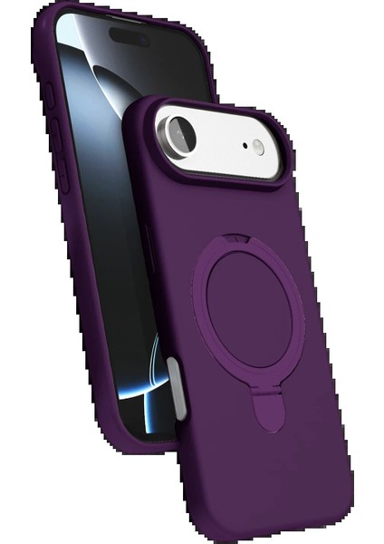 Apple iPhone 17 Air Regal Magsafe Standlı Kapak - Derin MOR-(5796) - BKS4499-6807