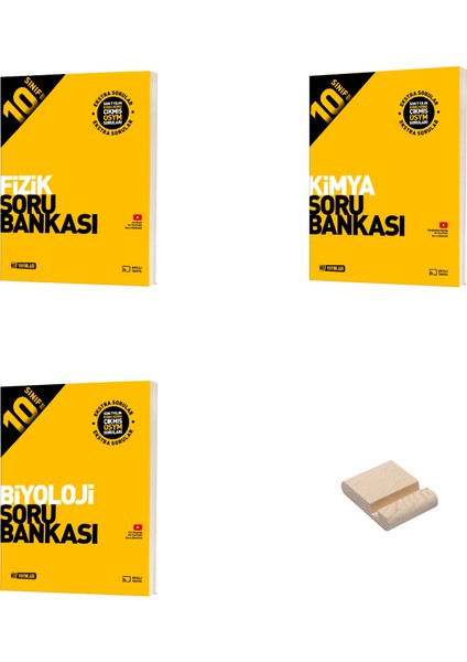 10. Sınıf Fizik Kimya ve Biyoloji Soru Bankası 3lü Set + Telefon Standı