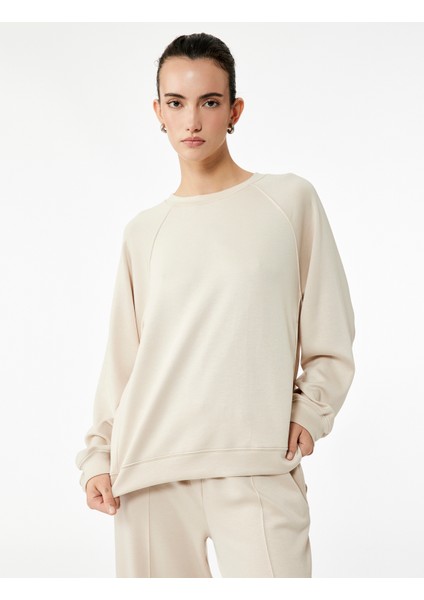 Scuba Kumaş Uzun Kollu Bisiklet Yaka Basic Sweatshirt