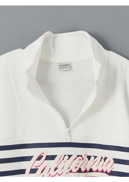 Lcw Kids Ekru Dik Yaka Kız Çocuk Sweatshirt modelleri
