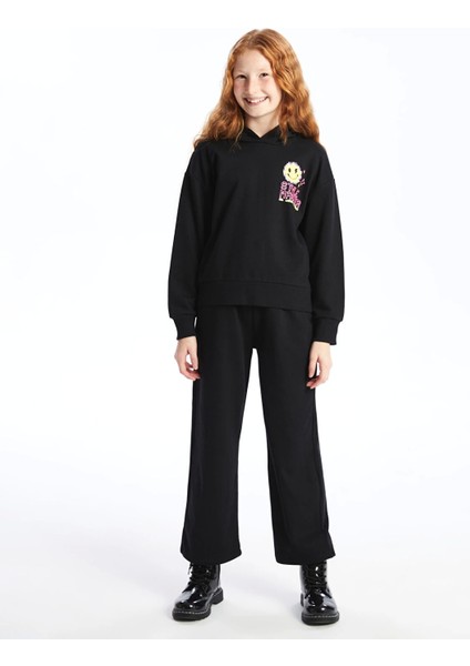 Lcw Kids Siyah Kapüşonlu Kız Çocuk Eşofman Takım