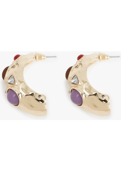 Çok Renkli Taş Detaylı Halka Küpe