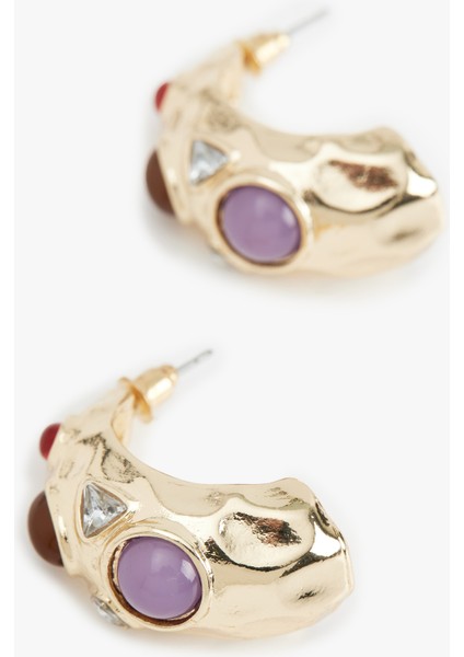 Çok Renkli Taş Detaylı Halka Küpe fiyatları