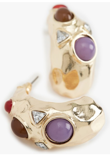 Çok Renkli Taş Detaylı Halka Küpe modelleri