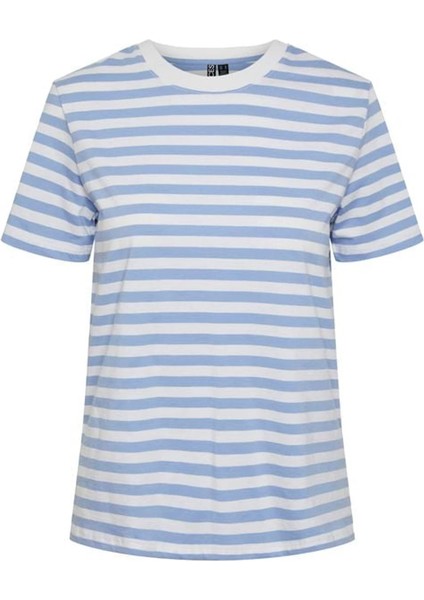 Pieces 17140802 0 Yaka Kadin Body - Mavi Cizgili fırsatları