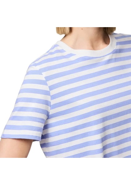 Pieces 17140802 0 Yaka Kadin Body - Mavi Cizgili