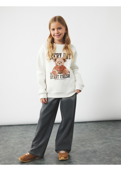 Pamuklu Cepli Wide Leg Jean Pantolon