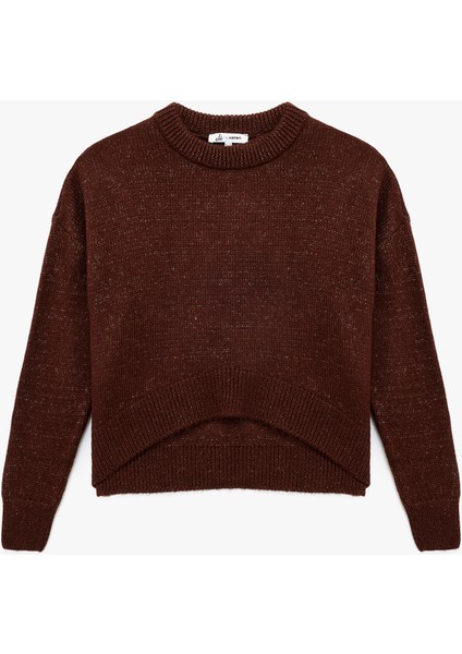 Uzun Kollu Bisiklet Yaka Asimetrik Kesim Triko Kazak fırsatları