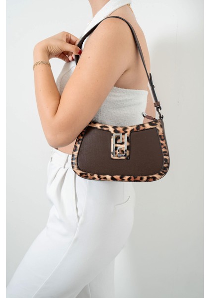 Leopar Kahve SP1132 Kadın Çapraz Çanta