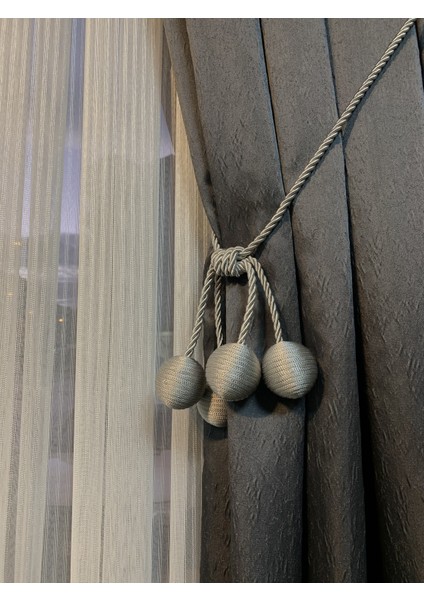 Modern Sarım 4 Toplu Braçol Kornişe Takmatik Ipli Tavan Perde Aksesuar Krem 4 Toplu