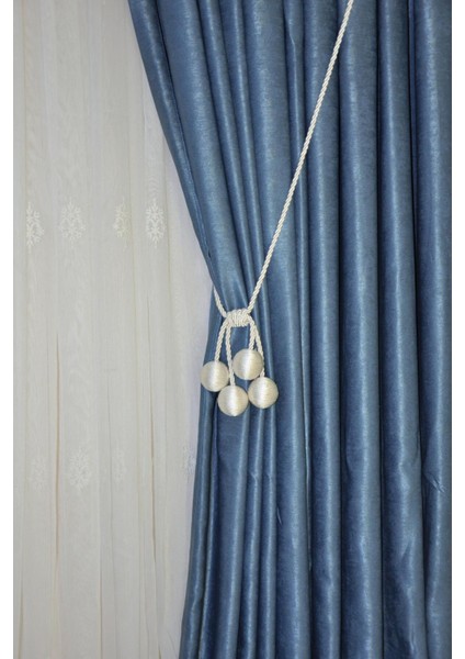 Modern Sarım 4 Toplu Braçol Kornişe Takmatik Ipli Tavan Perde Aksesuar Krem