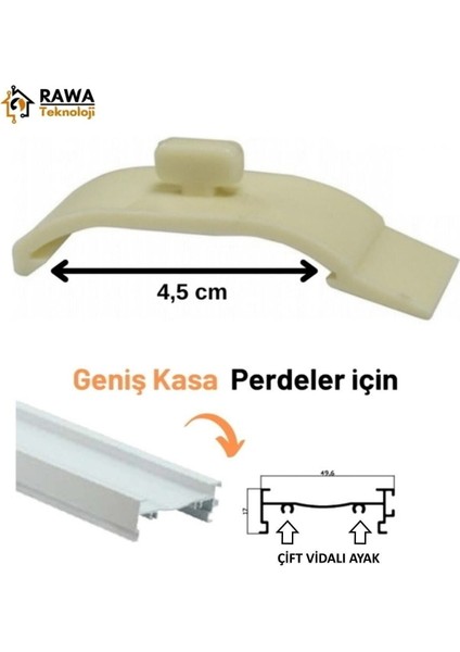 Stor - Zebra Perde Kornişe Takma Aparatı Geniş Plastik Portray ( 25 Adet )