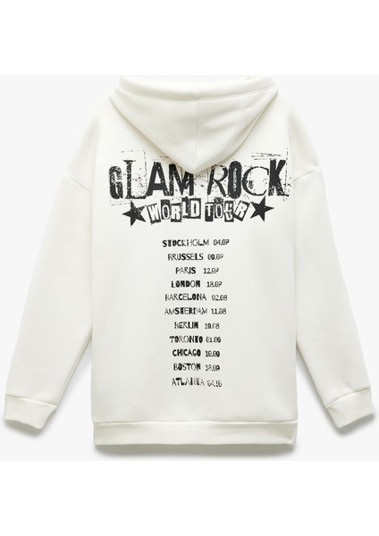 Şardonlu Kapüşonlu Arkası Baskılı Oversize Sweatshirt fırsatları