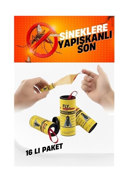 Turk Yapışkanlı Sinek Şeridi Sinek Kapanı 16 Adet - BKS9341-1072