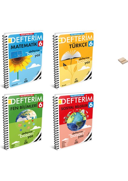 6. Sınıf Matematik Türkçe Fen Bilimleri ve Sosyal Bilgiler Defterim 4'lü Set