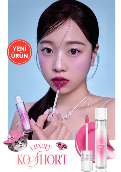 Yapışkanlık Hissi Vermeyen Yoğun Işıltılı Tint CLIO Crystal Glam Tint (16 Luxury Mauve Ruby)