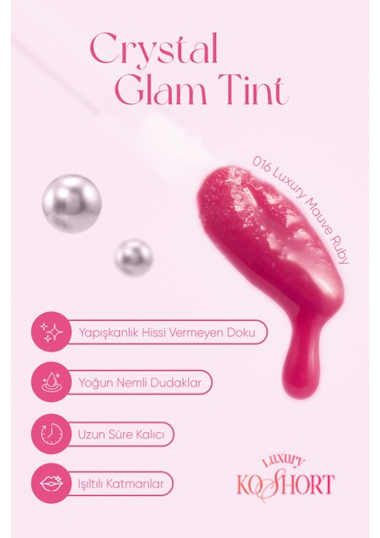 Yapışkanlık Hissi Vermeyen Yoğun Işıltılı Tint CLIO Crystal Glam Tint (16 Luxury Mauve Ruby) modelleri