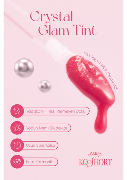 Yapışkanlık Hissi Vermeyen Yoğun Işıltılı Tint CLIO Crystal Glam Tint (14 Heart Pink Diamond) modelleri
