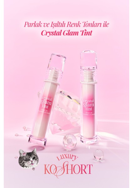 Yapışkanlık Hissi Vermeyen Yoğun Işıltılı Tint CLIO Crystal Glam Tint (14 Heart Pink Diamond)