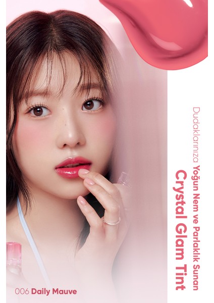 Yapışkanlık Hissi Vermeyen Yoğun Işıltılı Tint CLIO Crystal Glam Tint (06 Daily Mauve)