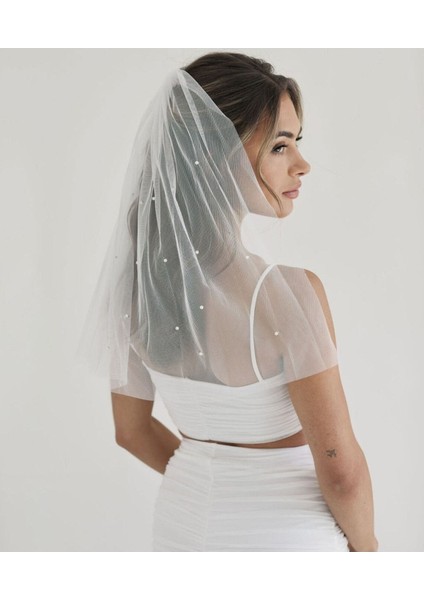 Dilek Yavaş DY Moda Kısa Kırık Beyaz İnci Detaylı Taraklı Gelin Duvak – Kadın Gelinlik ve Nikah Saç Aksesuarı modelleri