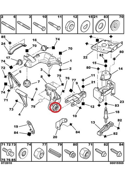 Peugeot 206 Sağ Motor Kulak Mesnet Merkez Burcu 1998-2012 Arası 180757 fiyatları