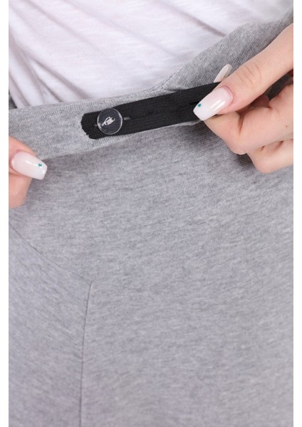 Gri Hamile Eteği – Ayarlanabilir Bel, %95 Pamuk %5 Elastan, Günlük ve Özel Günlerde Konforlu Kullanım