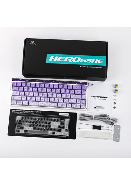HERO 68 He Manyetik Klavye Rapid Trigger Dragon King Switch 8000Hz Rgb Neon Tkl Hot Swap Oyuncu Klavyesi Mor