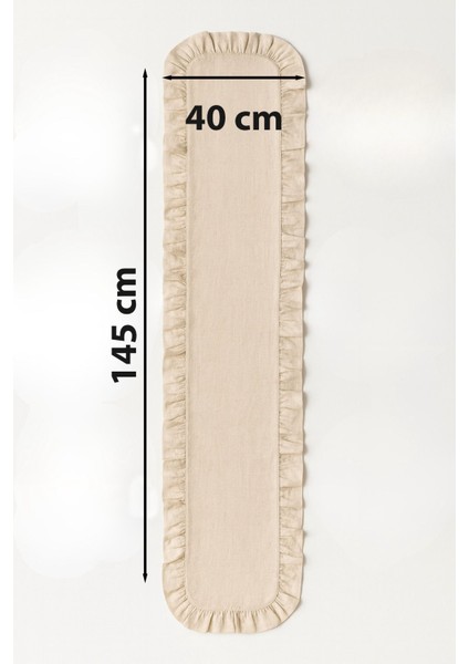 Fırfırlı Runner ve Supla Takımı - Masa Örtüsü Takımı 7 Parça 145X40