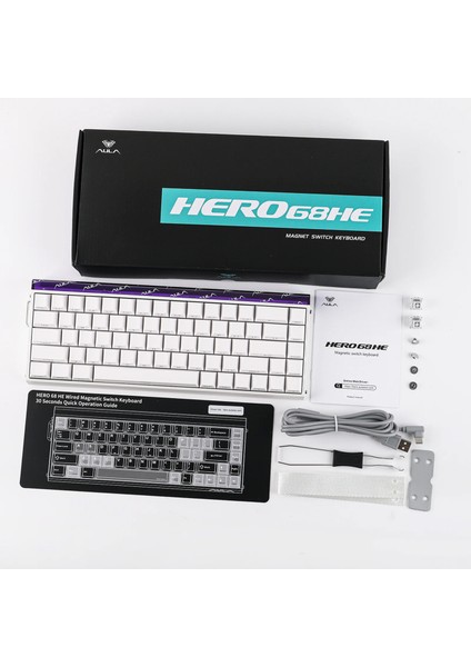 HERO 68 He Manyetik Klavye Rapid Trigger Black King Switch 8000Hz Rgb Neon Tkl Hot Swap Oyuncu Klavyesi Beyaz