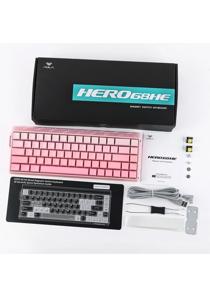 HERO 68 He Manyetik Klavye Rapid Trigger Black King Switch 8000Hz Rgb Neon Tkl Hot Swap Oyuncu Klavyesi Pembe