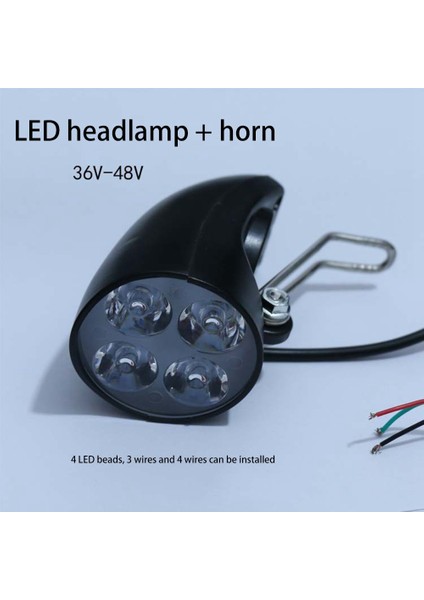 36V 48V Ebike Işık Scooter Lambası Elektrikli Bisiklet 4 LED Ön Far Ultra Parlak Spot Işığı Boynuzlu (Yurt Dışından) fırsatları