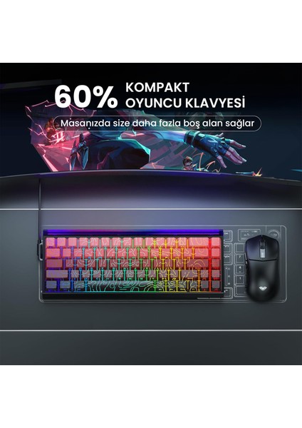 HERO 68 He Manyetik Klavye Rapid Trigger Dragon King Switch 8000Hz Rgb Neon Tkl Hot Swap Oyuncu Klavyesi Kırmızı
