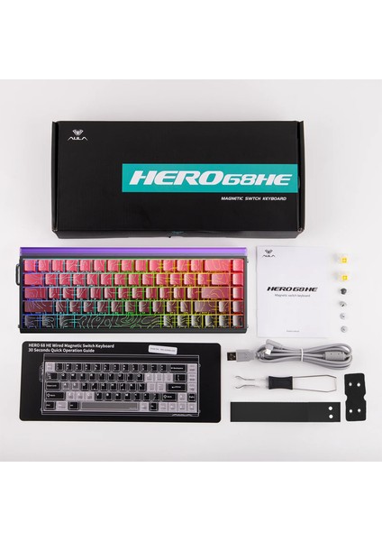 HERO 68 He Manyetik Klavye Rapid Trigger Dragon King Switch 8000Hz Rgb Neon Tkl Hot Swap Oyuncu Klavyesi Kırmızı