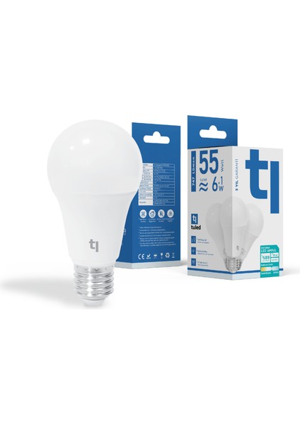 Redeem A60A E27 LED Ampul, Titreşimsiz, Göz Konforu, Tekli, 747 Lümen, Tuled Beyazı, 5000 Kelvin