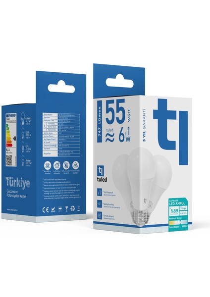 Redeem A60A E27 LED Ampul, Titreşimsiz, Göz Konforu, Tekli, 747 Lümen, Tuled Beyazı, 5000 Kelvin fiyatları