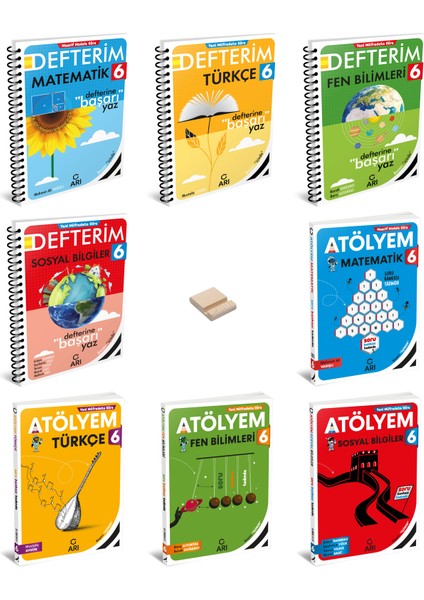 6. Sınıf Tüm Dersler Atölyem ve Defterim 8'li Set + Telefon Standı