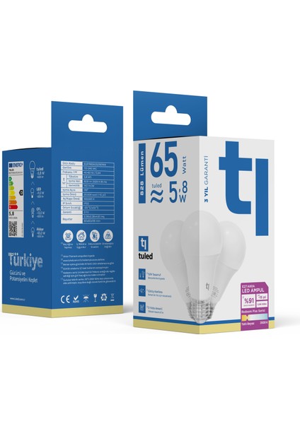 Redeem Plus A60A E27 LED Ampul, Titreşimsiz, Göz Konforu, Tekli, 828 Lümen, Tatlı Beyaz, 3500 Kelvin fiyatları